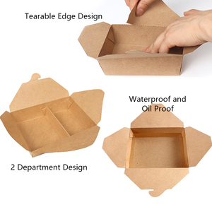 Fabricante de cajas de papel desechables personalizadas para alimentos, embalaje de alimentos para <span class=keywords><strong>Picnic</strong></span>, restaurante, fiambreras de papel Kraft marrón - Product Image 3