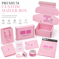 Boîtes en carton ondulé rose personnalisées pour emballage cadeau de cils cosmétiques, avec bande de déchirement facile, pour expédition, luxe