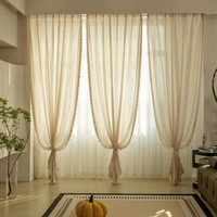 Cortinas translúcidas modernas de poliéster de doble capa de gasa francesa teñida con hilo crema para todas las estaciones, ideales para sala de estar, dormitorio, balcón y ventana abatible.