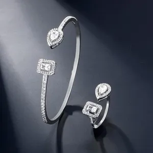 Customizable new square water drop crystal open bracelet bangle ring for ladies hand bracelets