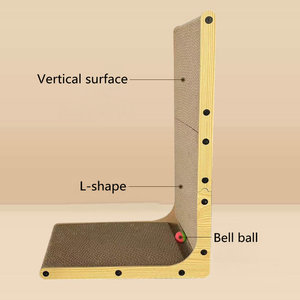 L hình dạng mèo <span class=keywords><strong>scratcher</strong></span> cho mèo trong nhà bảo vệ đồ nội thất mèo Scratch Pad tông gãi với Bóng đồ chơi - Product Image 2