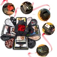 Luxuriöse DIY Recycelbare Selbstaufrichtende Explosionsbox Scrapbook Benutzerdefiniertes Logo Mehrschichtiges Fotoalbum Geschenkbox mit Schaumstoffeinlage für