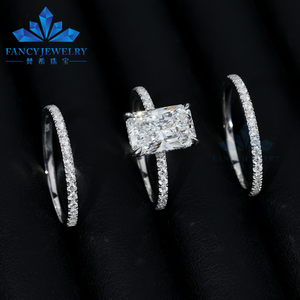 خواتم ألماس مختبرية بقطع إشعاعي 2 قيراط و3 قيراط من الذهب الخالص عيار 10 و14 و18 قيراط مع شهادة IGI، مجموعة خواتم عصرية للنساء للزفاف والخطوبة - Product Image 3