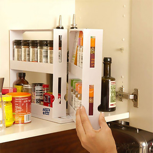 Amazon Best Seller Home Multi-function Rotating Pull Out Cupboard Shelf Kitchen Storage Rack Seasoning Spice Jar Rack Organizer