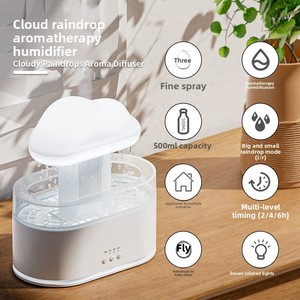 Wholesale 500ml <strong>Cloud</strong> Rain Humidifier <strong>Raindrop</strong> Aroma <strong>Diffuser</strong> Mushroom Lamp 7 LED Color Light Timer Home Bedroom OEM Gift Use - Product Image 1
