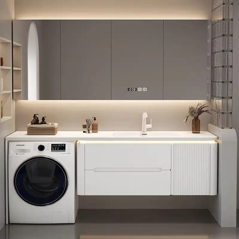 Armário moderno para máquinas de lavar roupa de banheiro