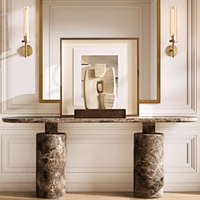 Table console en marbre travertin KUMUSI pour salon/villa, avec taille personnalisable
