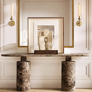 KUMUSI Luxury Living Room/Villa <strong>Hallway</strong> Marble Top Travertine <strong>Console</strong> <strong>Table</strong> with Customizable Size - Product Image 6