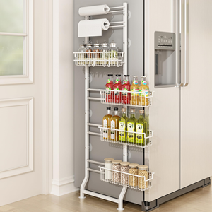 Étagère d'angle fine pour réfrigérateur avec paniers coulissants et étagères de rangement derrière la porte pour cuisine et buanderie - Product Image 4