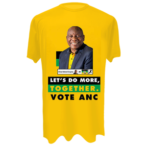 Camiseta de la campaña ANC Cyril Ramaphosa Let's Grow South <span class=keywords><strong>Africa</strong></span> Together, camiseta amarilla con estampado personalizado del partido político - Product Image 6