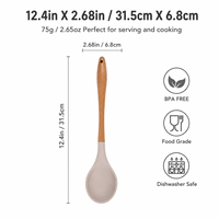 Cuillères de cuisine en silicone de qualité alimentaire OEM ODM, cuillère à badigeonner, cuillère à salade, sans BPA, résistantes à la chaleur, ustensiles de cuisine