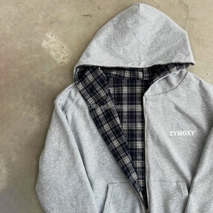 Sweat-shirts en molleton français de haute qualité pour hommes, tous motifs à carreaux, coupe oversize, épais, réversibles – Fabricant de vêtements - Product Image 3