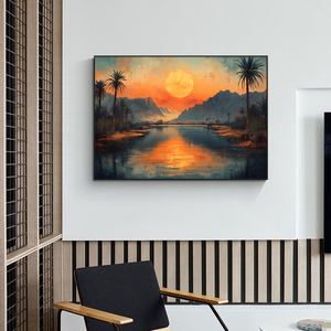 <span class=keywords><strong>Pintura</strong></span> al Óleo <span class=keywords><strong>de</strong></span> Paisaje con Amanecer Pintada a Mano Personalizada sobre Lienzo, Arte <span class=keywords><strong>de</strong></span> <span class=keywords><strong>Pared</strong></span> <span class=keywords><strong>para</strong></span> Decoración del Hogar, Impermeable y Ecológico - Product Image 2