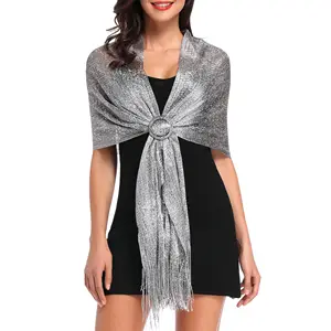 Hoge Kwaliteit Luxe Bruids Sjaals Met Kwast En Sjaals Voor Vrouwen Trouwjurk Zilveren Sjaal