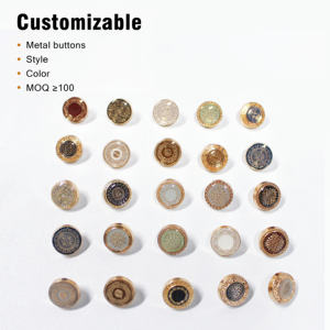 Logotipo personalizado Retro Redondo y cuadrado Mango hueco Botones Botón de metal dorado para ropa Diferentes necesidades de diseño - Product Image 1