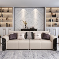 Ensemble de meubles rembourrés de haute qualité, design italien de luxe européen, canapé 3 places en cuir véritable blanc pour salon