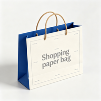 Sac en papier bleu et blanc personnalisé avec logo, taille sur mesure, vente en gros, sac cadeau, sac de transport pour le commerce de détail, recyclable, production en 72h