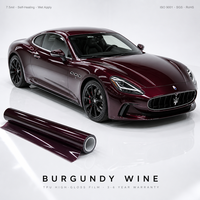 Pembungkus Mobil TPU Warna Burgundy Wine, PPF Berubah Warna, Self Healing, Hidrofobik untuk Modifikasi Otomotif