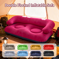 Canapé gonflable floqué décontracté avec accoudoirs et dossier, chaise gonflable floquée portable pour l'extérieur et le camping