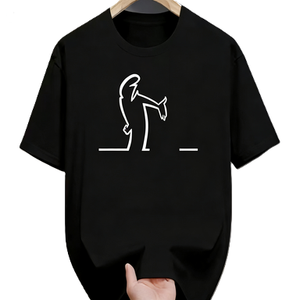 T-shirt décontracté en coton à manches courtes, coupe oversize, style streetwear, avec motif graphique humoristique de personnage en ligne dessinée, thè<span class=keywords><strong>me</strong></span> animation rétro et personnage bâton qui se plaind. - Product Image 1