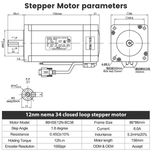 Hybrid Easy Servo Nema 34 Kit de motor paso a paso con controlador de codificador <span class=keywords><strong>HSS86</strong></span> Kit CNC de circuito cerrado - Product Image 3
