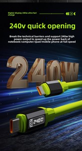 Pd 240W công suất cao sạc nhanh cáp dữ liệu di động hiển thị kỹ thuật số thông minh cho Type-C đến Type-C - Product Image 3