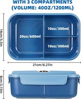 Boîtes de rangement à 3 compartiments et bacs de conservation alimentaire, boîtes à lunch étanches, boîte à bento avec cuillère et fourchette