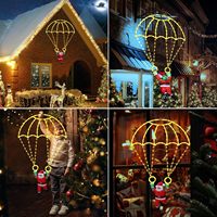 LED-Weihnachtsmann mit Fallschirm-Lichterkette für Innen/Außen Weihnachtsdekoration für Zuhause, Partys und Festtagsatmosphäre