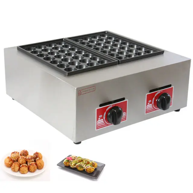 Stainless Steel Fish Balls Production Line / Gas Fish Pellet Grill Octopus Balls Machine With Two Heads / Food Snack Machine