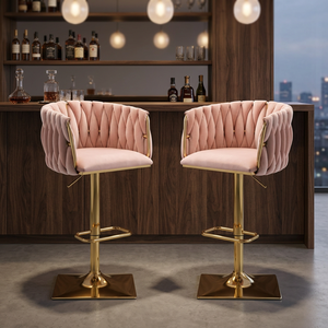 <b>Bar</b> <b>Stool</b> Modern Gold Base Design with Adjustable Panel Luxury Metal <b>Bar</b> <b>Stool</b> with <b>Swivel</b> Lifting Backrest Round Pedestal Base - Product Image 6