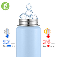 Thermos à large ouverture de 22 oz, 32 oz, 40 oz, double paroi, acier inoxydable 18/8 304 de qualité alimentaire, bouteille d'eau personnalisée