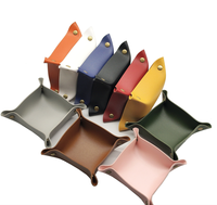 Plateau de rangement multifonctionnel carré en cuir PU pour bureau, maison, pièces de monnaie, clés, bijoux, rouge à lèvres, vaisselle