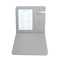 Tapis de souris multifonctionnel intelligent S91 en cuir PU avec chargeur sans fil 3-en-1 15W pour bureau, calendrier intégré