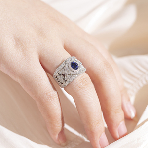 Bague pour homme tendance, plaquée argent, style punk, avec incrustation de saphir brut de synthèse, design religieux et anniversaire - Product Image 5