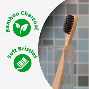 Umweltfreundliche Großhandels-BPA-freie Zahnbürste mit Naturgriff und Weichen Borsten, Bambus-Aktivkohle Biologisch Abbaubare Bambus-Zahnbürsten - Product Image 1
