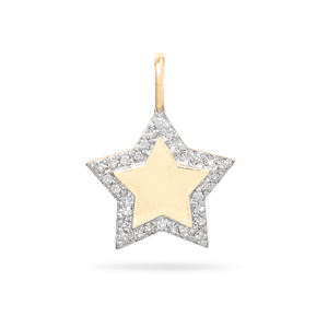 Joyería Fina <span class=keywords><strong>collares</strong></span> de plata de ley 925 collar de disco de estrella Pave de dos tonos - Product Image 2