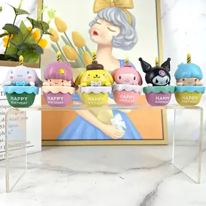 Velas de PVC para bolo de canela, boneco pop 3D Kuromi, brinquedo infantil com minha melodia, decoração de mesa anime, atacado