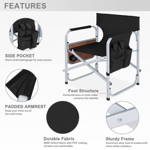Wholesale Factory Custom Logo Collapsible Portable <strong>Foldable</strong> Outdoor Camping Beach Travel Picnic Director <strong>Chair</strong> with Side <strong>Table</strong> - Product Image 4