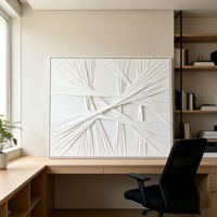 Peinture murale en toile de plâtre texturée 3D faite à la main, motif nœud blanc abstrait, décoration murale minimaliste en relief pour la maison