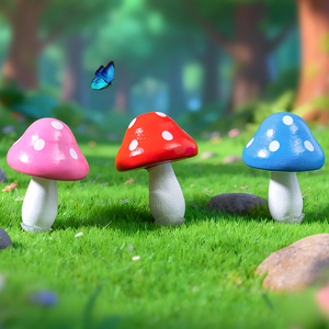 Colorful Wooden Mini Mushroom Craft Figurine <b>Miniatures</b> for Landscape Decorations Moss Plant Desktop Ornaments DIY Accessories - Product Image 5