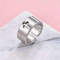 Bague de mode Signet en forme de croix, bijoux en acier inoxydable plaqué or PVD 18K, fabrication artisanale, pour homme et femme