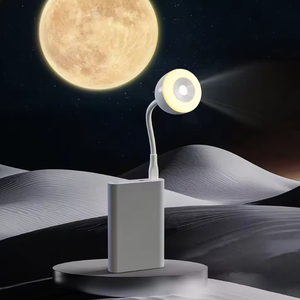 USB Rechargeable Warm White Dimmable Moon Projection Night <b>Light</b>, Remote Control ABS Lunar Ambience Lamp - Product Image 1