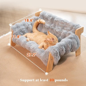 Lit de canapé de <span class=keywords><strong>chat</strong></span> surélevé en bois chats d'intérieur couverture moelleuse lavable amovible <span class=keywords><strong>chaise</strong></span> longue Kitty surélevée adaptée au chiot - Product Image 5