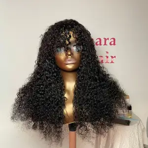 Amara 100 human hair glueless wig headband with elastic band 8-50 inch human hair beauty wigs water wave curly full end on hand