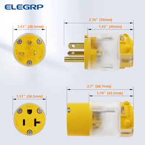 ELEGRP Lighted Straight Blade Electrical <strong>Plug</strong> and Connector Set 20 Amp 125 Volt Electrical <strong>Plug</strong> <strong>Replacement</strong> Cord Outlet - Product Image 4