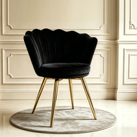 Chaise coquille en velours de luxe moderne haut de gamme avec pieds en métal doré pour chambre à coucher, salon, salle de maquillage