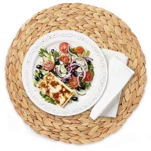 Water Hyacinth Natural Handwoven Nordic Style Solid Color <b>Placemat</b> Round Hot Pot Coaster <b>Table</b> Cup Mat Non-Slip Heat-Resistant - Product Image 3
