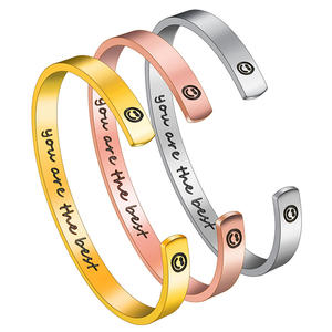 Bracelet manchette inspirant en acier inoxydable, bijoux d'amitié, amovible, tendance, garde en forme de flèche, mots d'invitation, bijoux d'amitié - Product Image 6