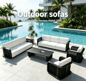 Juego de Sofás Modulares de Aluminio para Exteriores, Diseño Moderno y Lujoso, Resistente a la Intemperie, para Patio, Jardín, <span class=keywords><strong>Hotel</strong></span>, Villa o Resort - Product Image 1