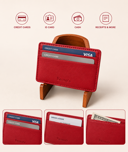 Porte-cartes en cuir fin, étui pour cartes de crédit, minimaliste, pour poche avant, organiseur de cartes de visite, portefeuille - Product Image 6